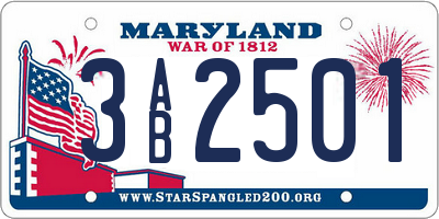 MD license plate 3AB2501