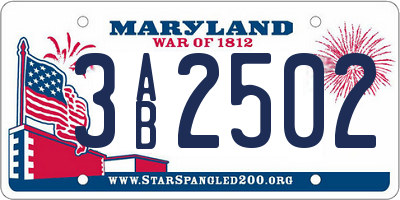 MD license plate 3AB2502
