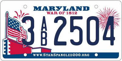 MD license plate 3AB2504