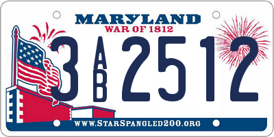 MD license plate 3AB2512