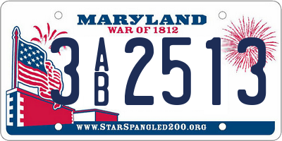 MD license plate 3AB2513