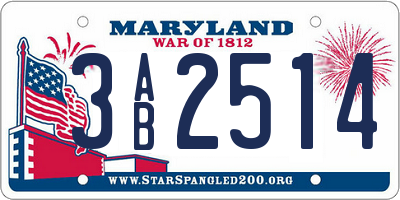 MD license plate 3AB2514