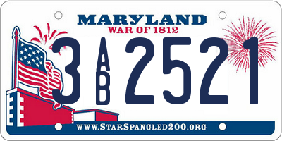 MD license plate 3AB2521