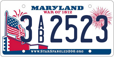 MD license plate 3AB2523