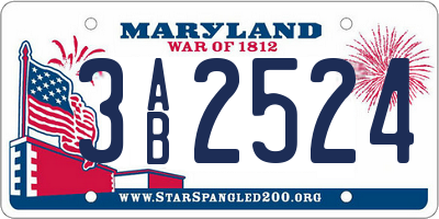 MD license plate 3AB2524