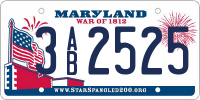 MD license plate 3AB2525
