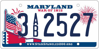 MD license plate 3AB2527