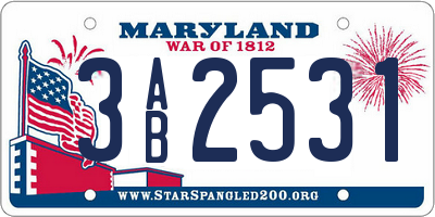 MD license plate 3AB2531
