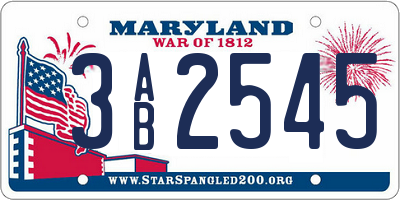MD license plate 3AB2545