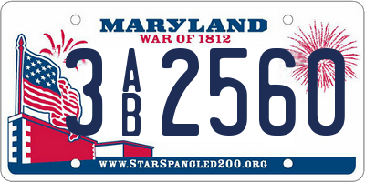 MD license plate 3AB2560