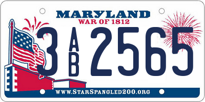 MD license plate 3AB2565