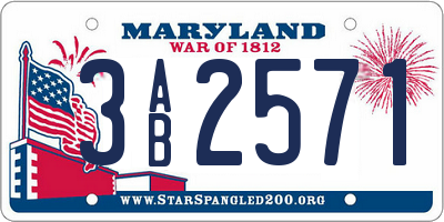 MD license plate 3AB2571