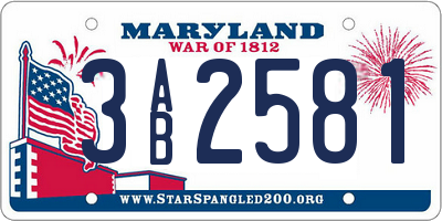 MD license plate 3AB2581