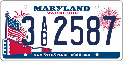 MD license plate 3AB2587