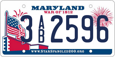 MD license plate 3AB2596