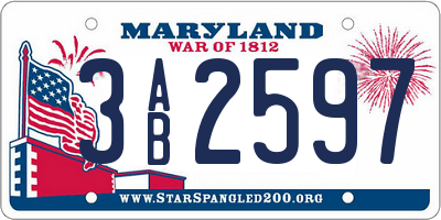 MD license plate 3AB2597