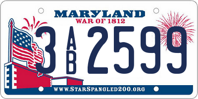 MD license plate 3AB2599