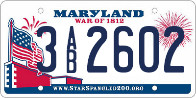 MD license plate 3AB2602