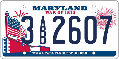 MD license plate 3AB2607