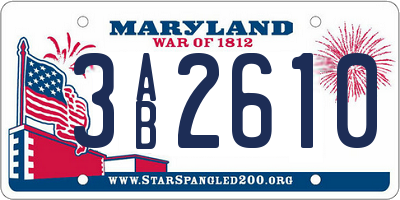 MD license plate 3AB2610