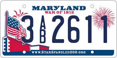 MD license plate 3AB2611