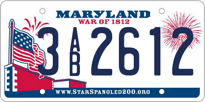 MD license plate 3AB2612