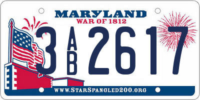 MD license plate 3AB2617