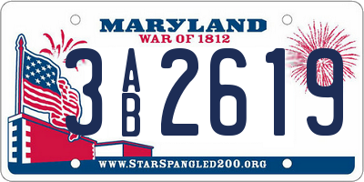 MD license plate 3AB2619