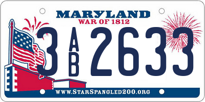 MD license plate 3AB2633