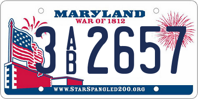 MD license plate 3AB2657