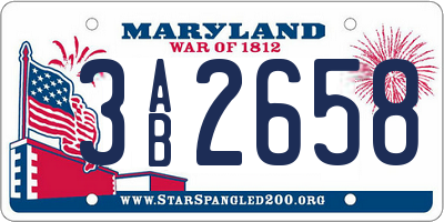 MD license plate 3AB2658