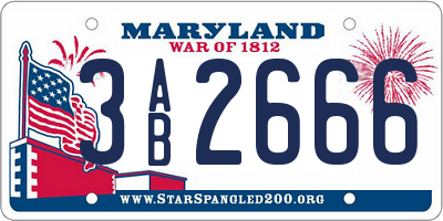 MD license plate 3AB2666