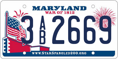 MD license plate 3AB2669