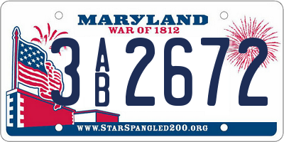 MD license plate 3AB2672