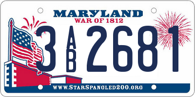 MD license plate 3AB2681