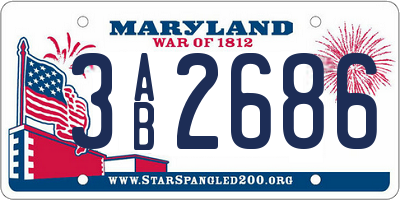 MD license plate 3AB2686