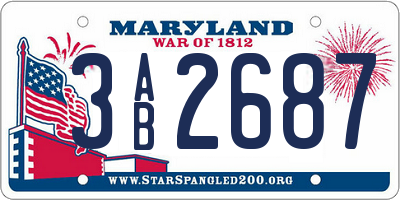 MD license plate 3AB2687