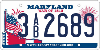 MD license plate 3AB2689