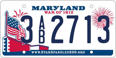 MD license plate 3AB2713