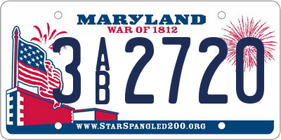 MD license plate 3AB2720