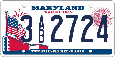 MD license plate 3AB2724