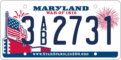 MD license plate 3AB2731