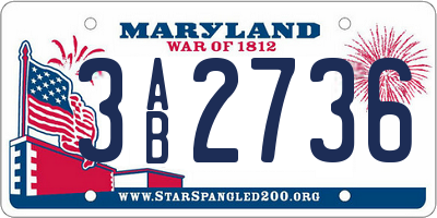 MD license plate 3AB2736
