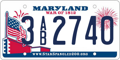 MD license plate 3AB2740