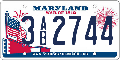 MD license plate 3AB2744