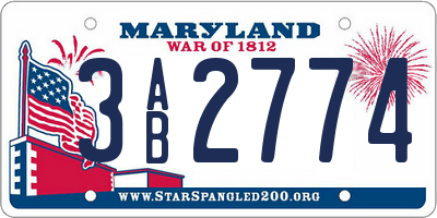 MD license plate 3AB2774