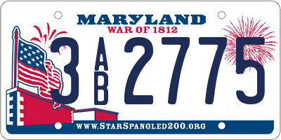 MD license plate 3AB2775