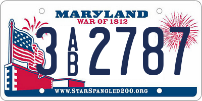 MD license plate 3AB2787