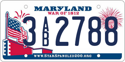 MD license plate 3AB2788