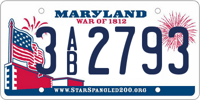 MD license plate 3AB2793